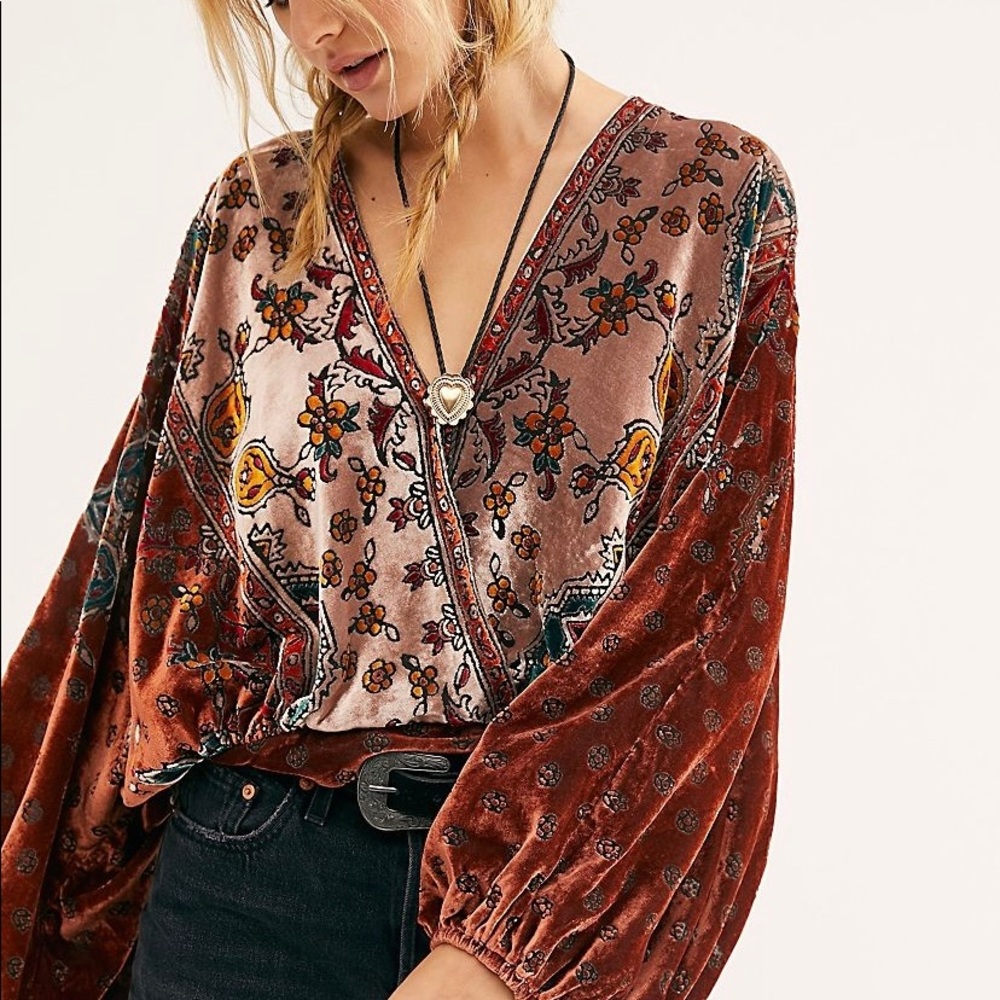 Free People Mata Hari Velvet Blouse